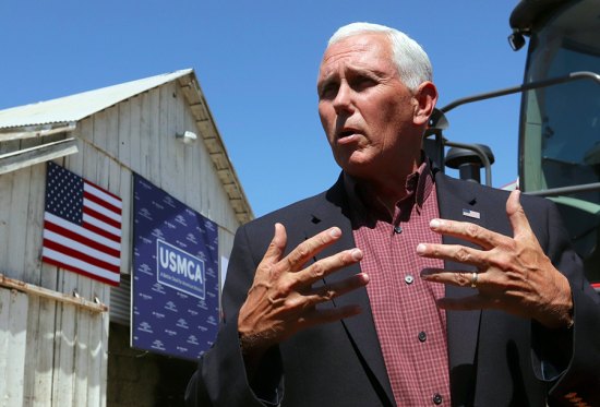 Vice President Mike Pence visited Lemoore in July, 2019 and spoke at the farm of local residents Doug and Julie Freitas.